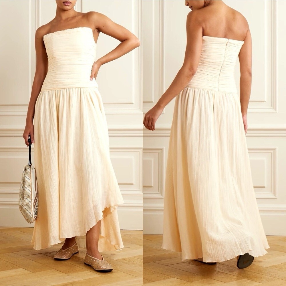 STAUD Cream Strapless Dress NWT